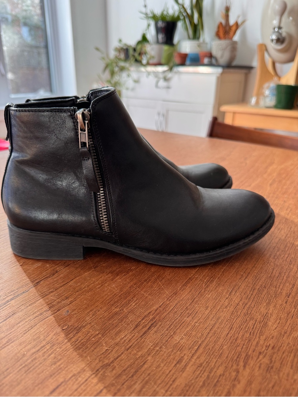 Steve Madden Black Leather Double Zip Ankle Boots EU 39